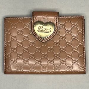 Gucci Micro GG Guccissima Pink patent leather heart card holder with BOX